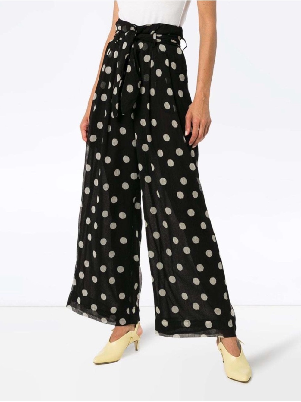Jon & Anna Black Wide-Leg Polka Dot Paperbag Pants